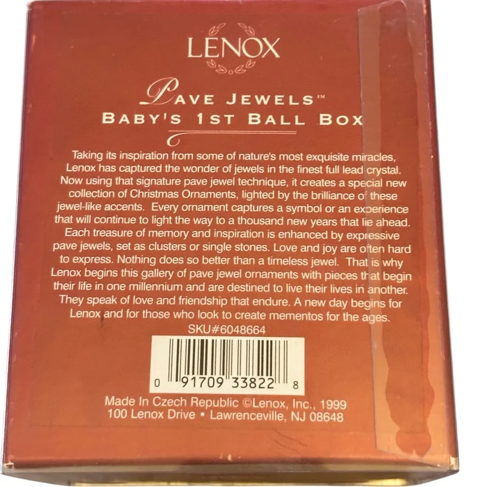 Lenox Pave Jewels Baby's 1st Ball Box - NIB Pink Pave jewel Vintage 1999